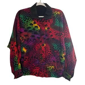Olympic Seoul Vintage Jacket Animal Print Vibrant Colors Reversible Rare!!